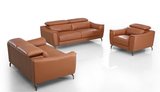 ViscoLogic DUKE Adjustable Headrest Luxury Living Room Leather Sofa/Couch, Loveseat, Arm Chair (Brown) (FOR GTA AREA ONLY)