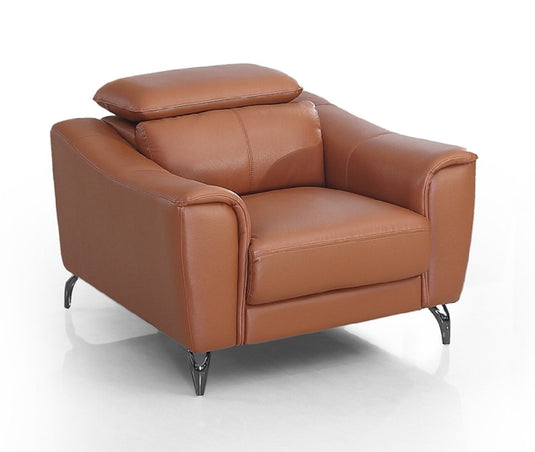 ViscoLogic DUKE Adjustable Headrest Luxury Living Room Leather Sofa/Couch, Loveseat, Arm Chair (Brown) (FOR GTA AREA ONLY)