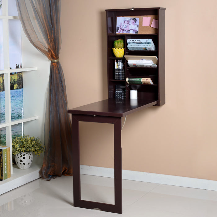 ViscoLogic Fold-Out Convertible Wall mount Desk - Brown