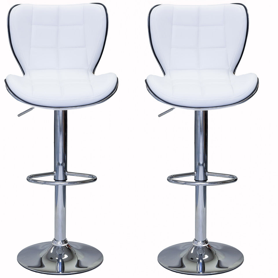 ViscoLogic DUKE High-Back Height Adjustable Swivel PU Leather Bar Stools (Set of 2 stools)