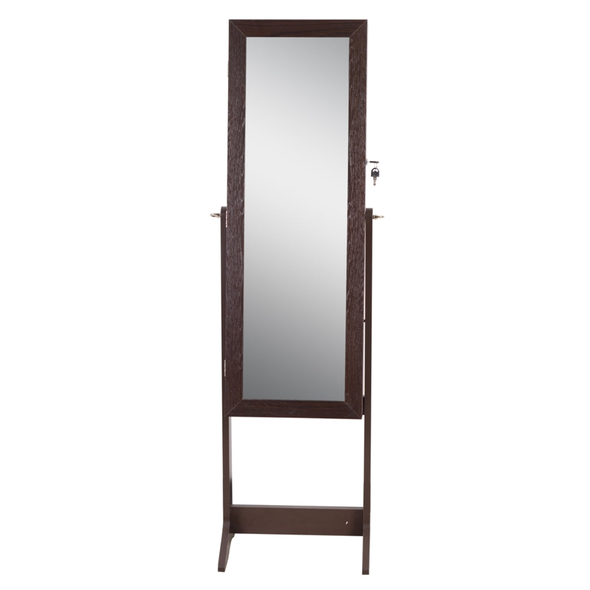 ViscoLogic RETRO STAR Wooden Free Floor Standing Wall Hang-able Mirrored Jewelry Organizer Cabinet Armoire (Brown)