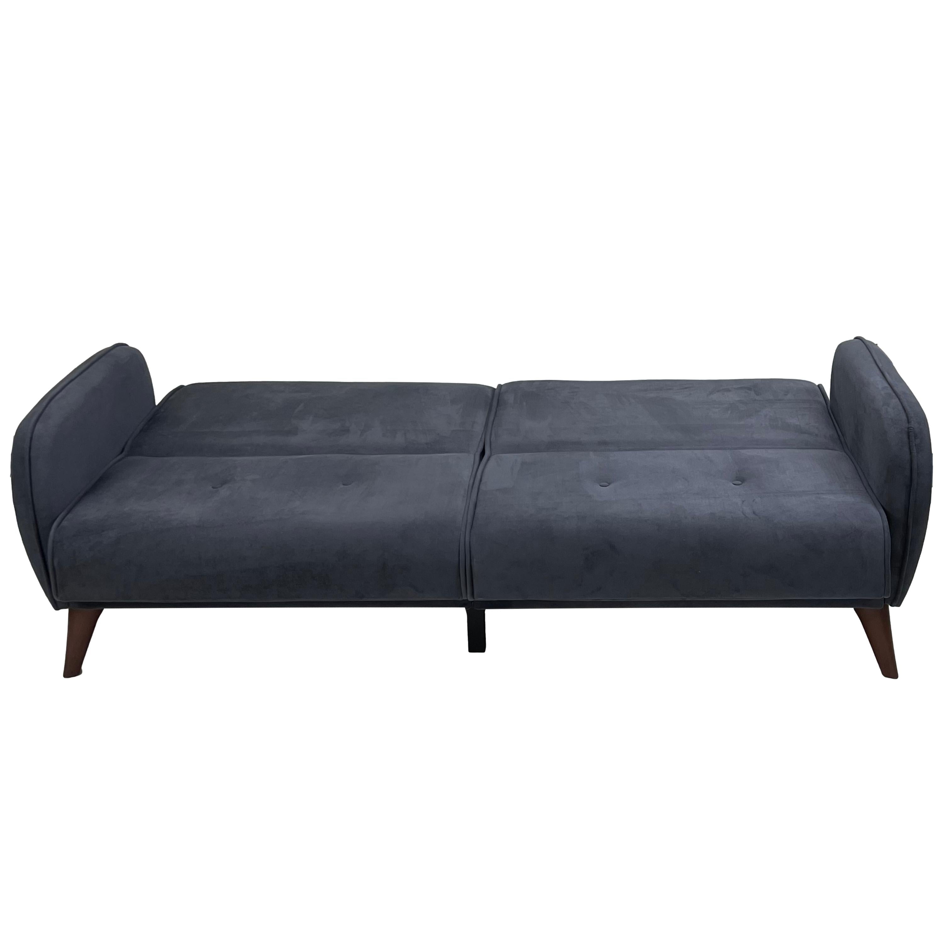 ViscoLogic SOFA2GO Velvet Convertible Sleeper Sofa/Sofa Bed 3-Seater(Grey)
