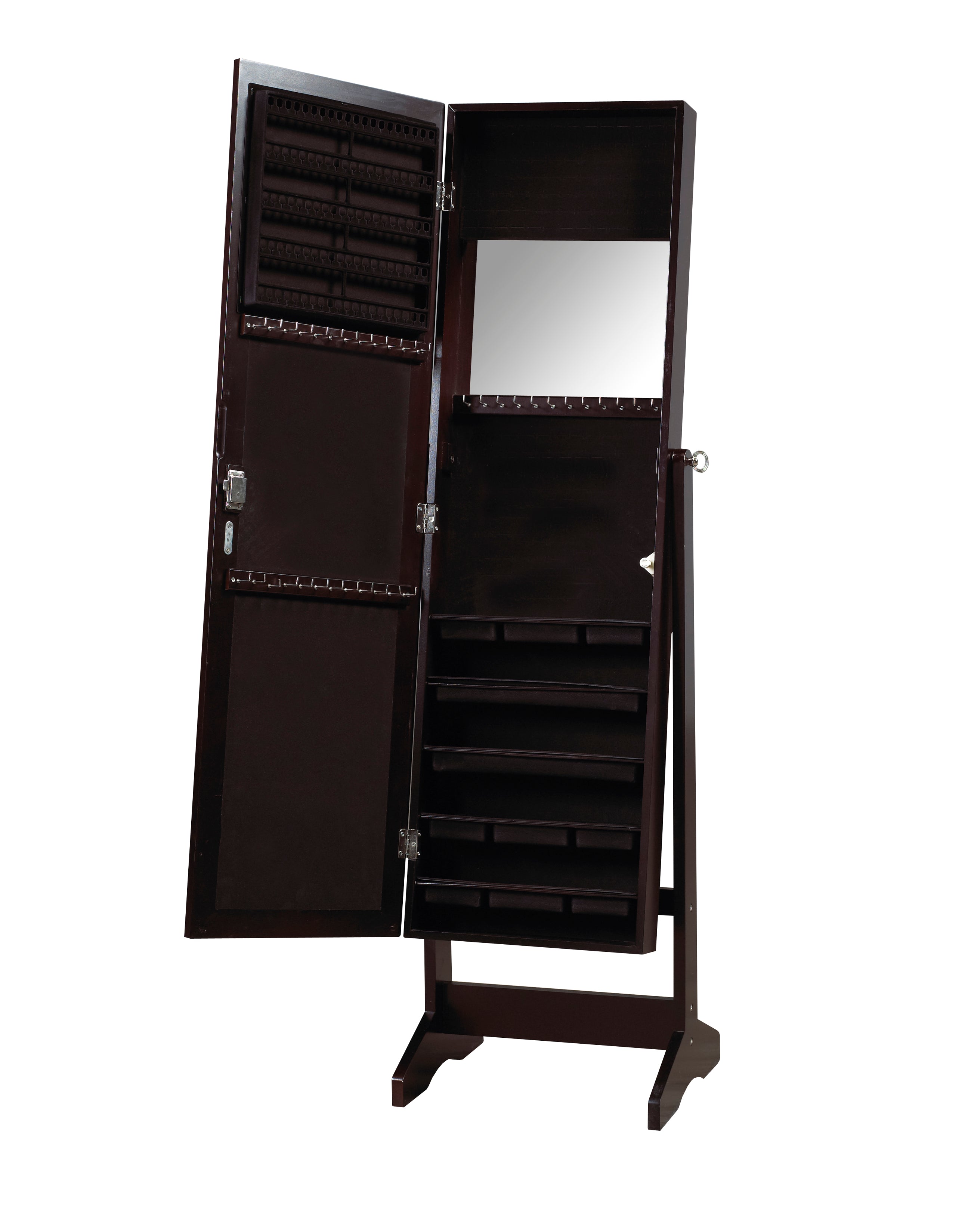 ViscoLogic Mirrored Jewelry Storage Cabinet Armoire (Dark Brown)