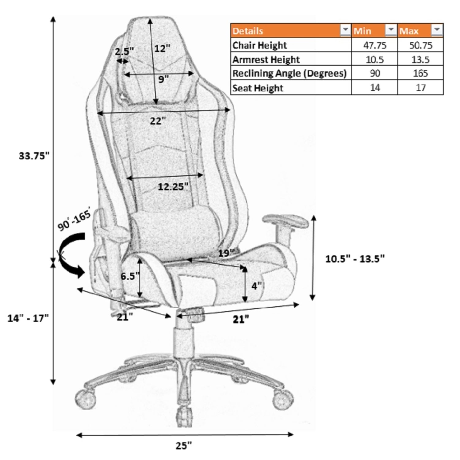 ViscoLogic TIGUAR High Back Sports Style Extra Padded Headrest Ergonomic Swivel Home Office Computer Gaming Chair