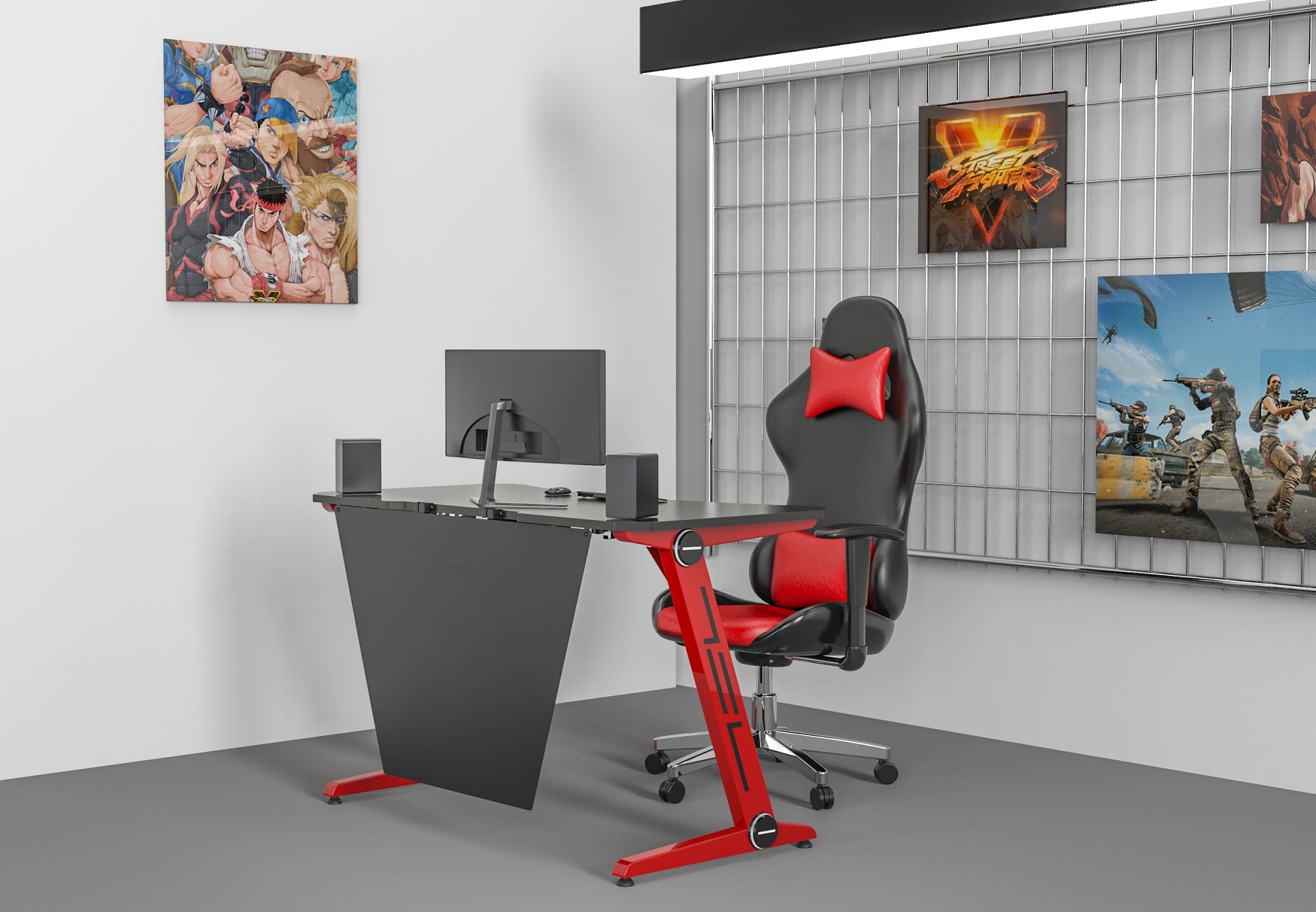 ViscoLogic New Z-Shape Gaming Sports Style Home Office Computer Workstation (Black & Red)