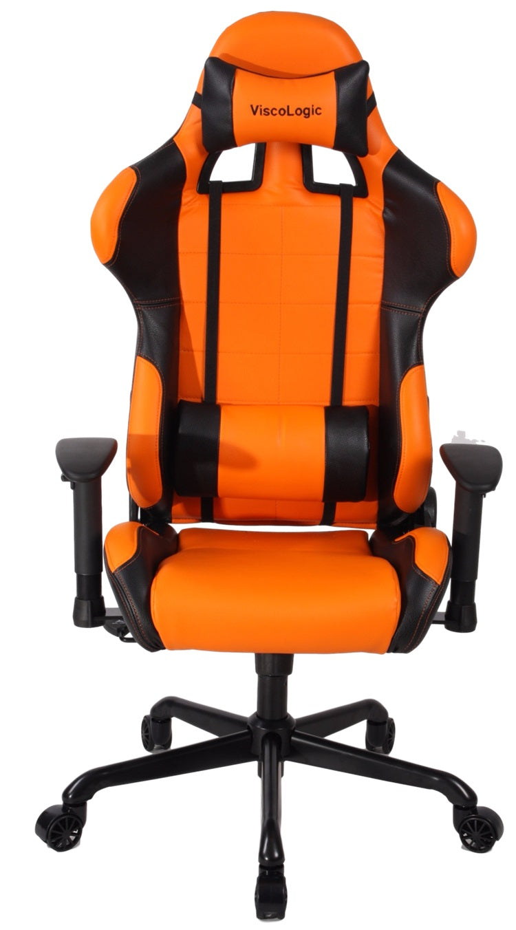 ViscoLogic CAYENNE Chaise de jeu pivotante à cadre en métal ergonomique de style course pour bureau à domicile