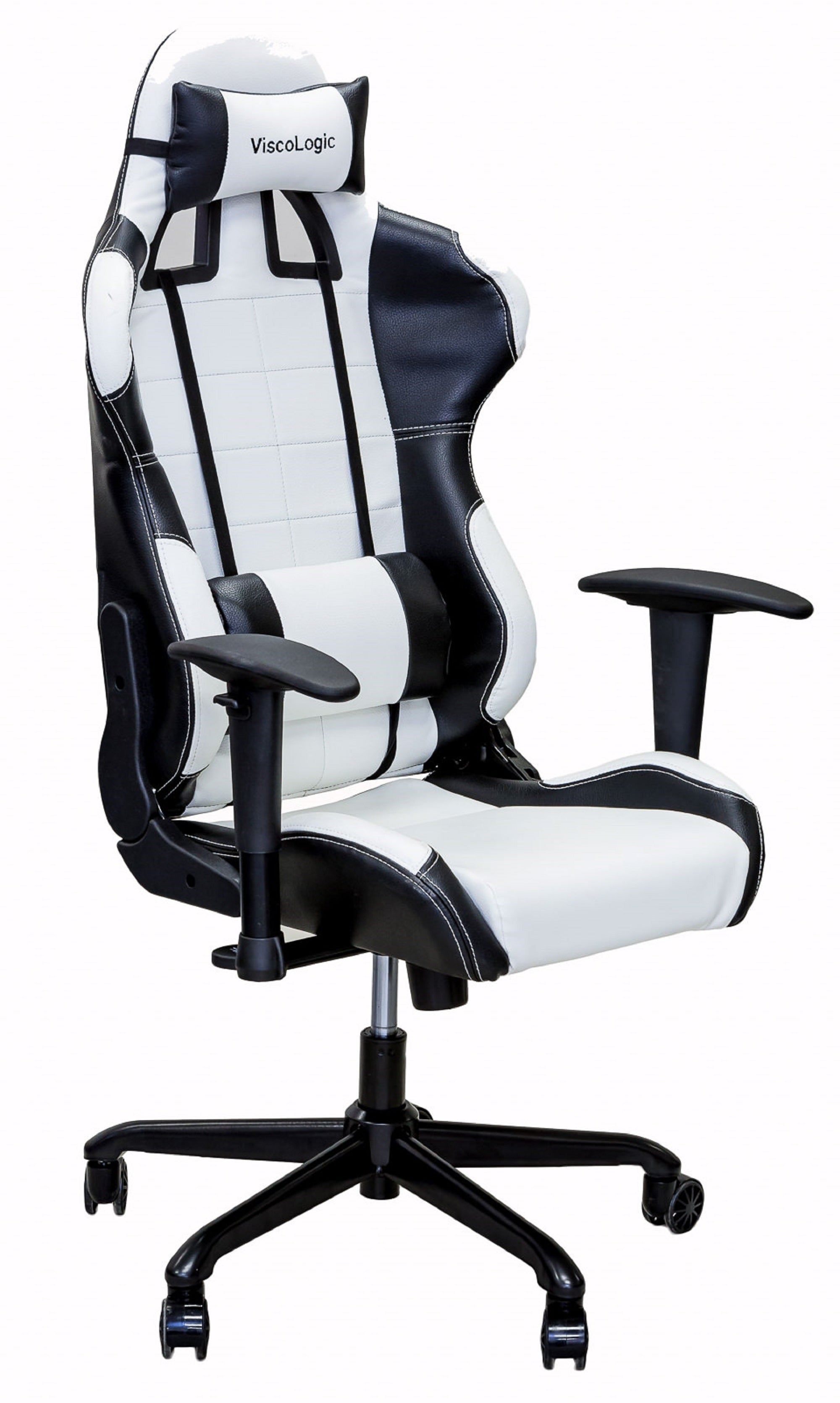 ViscoLogic CAYENNE Chaise de jeu pivotante à cadre en métal ergonomique de style course pour bureau à domicile