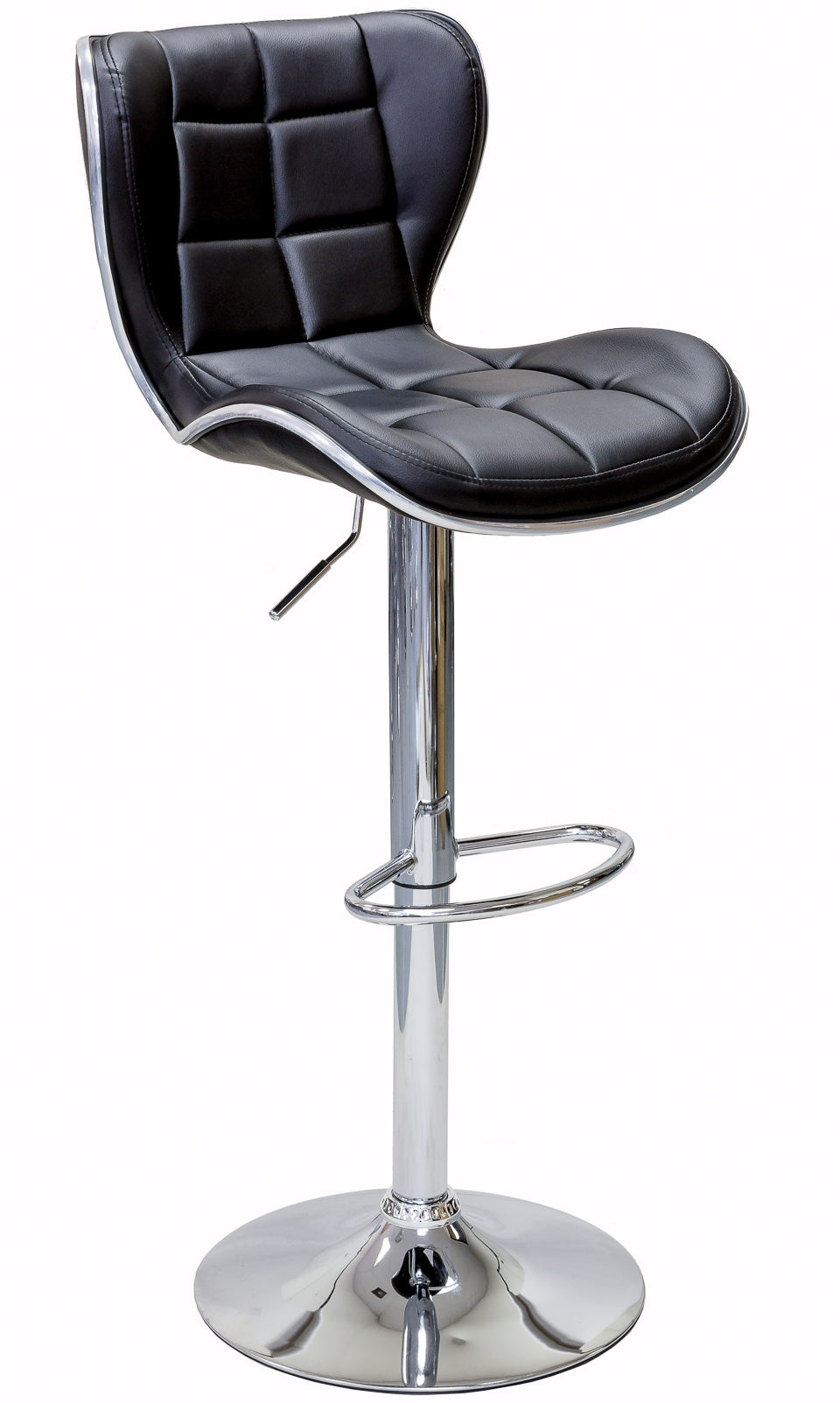 ViscoLogic DUKE High-Back Height Adjustable Swivel PU Leather Bar Stools (Set of 2 stools)