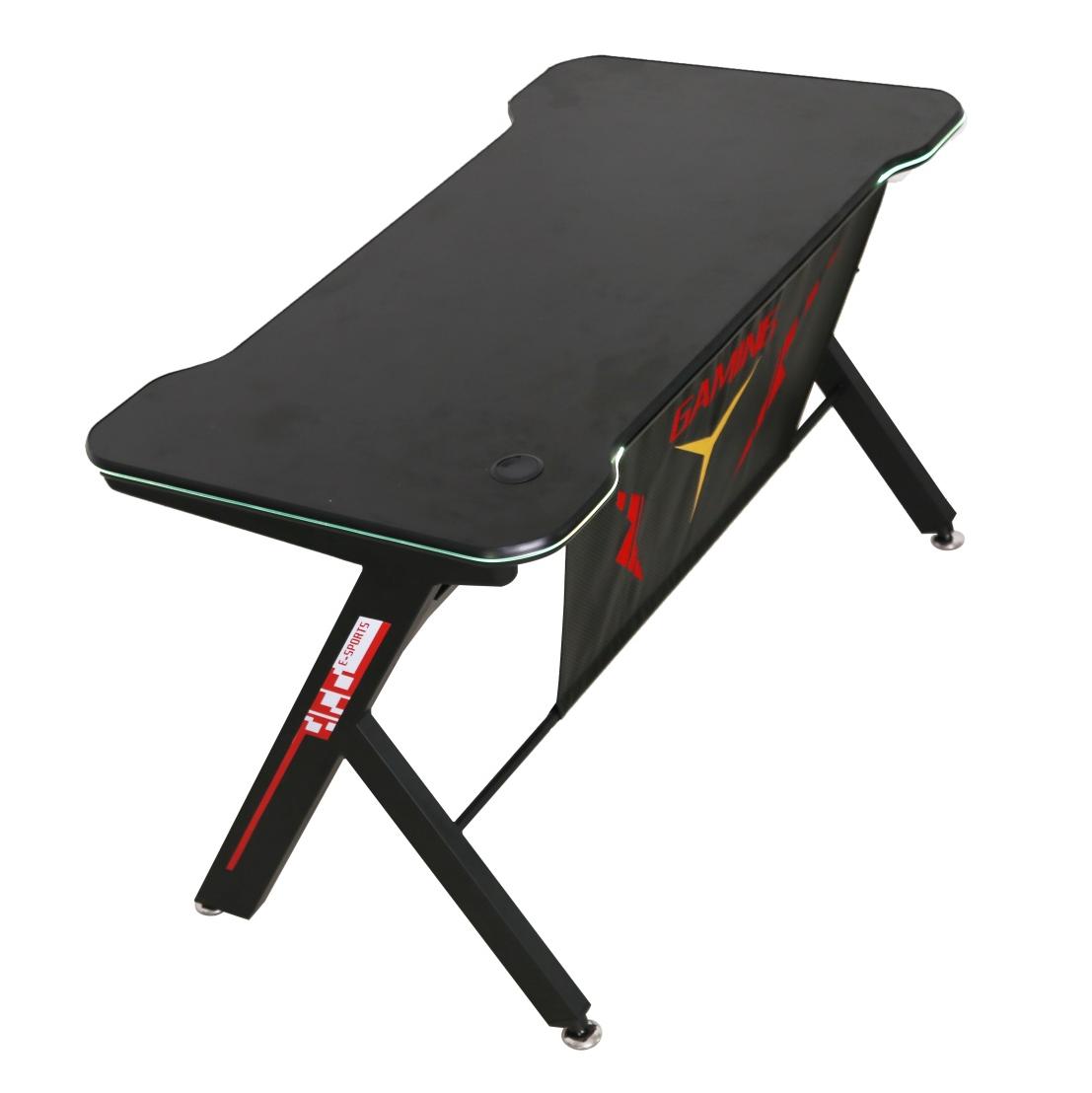 ViscoLogic Gaming Desk Computer Table R - Shape Sports Racing Table with LED Lights