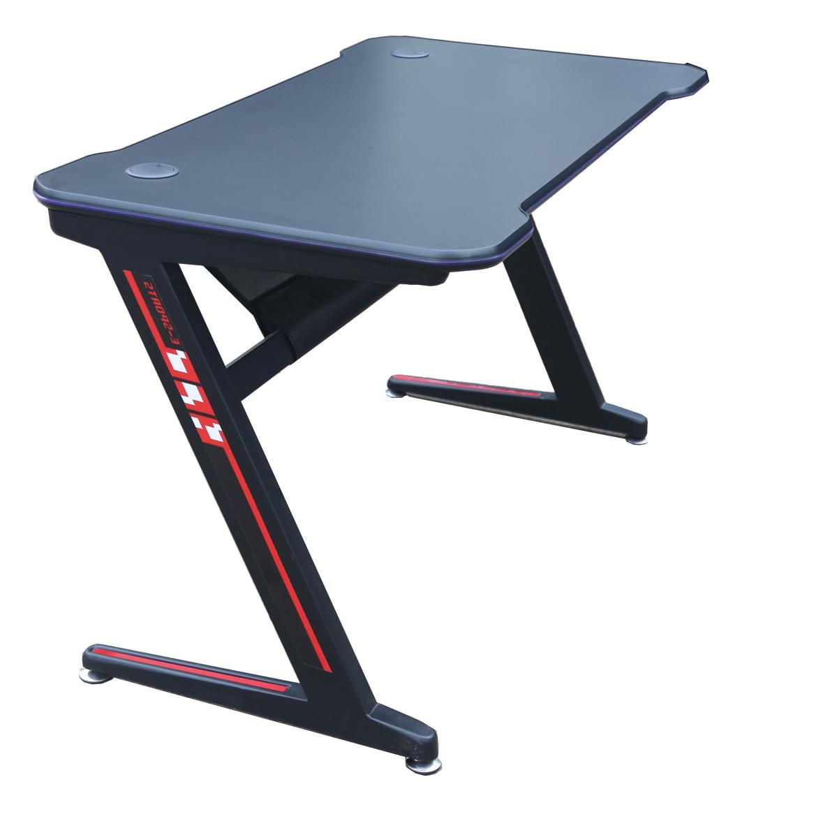 ViscoLogic Gaming Desk Computer Table Z- Shape Sports Racing Table with LED Lights