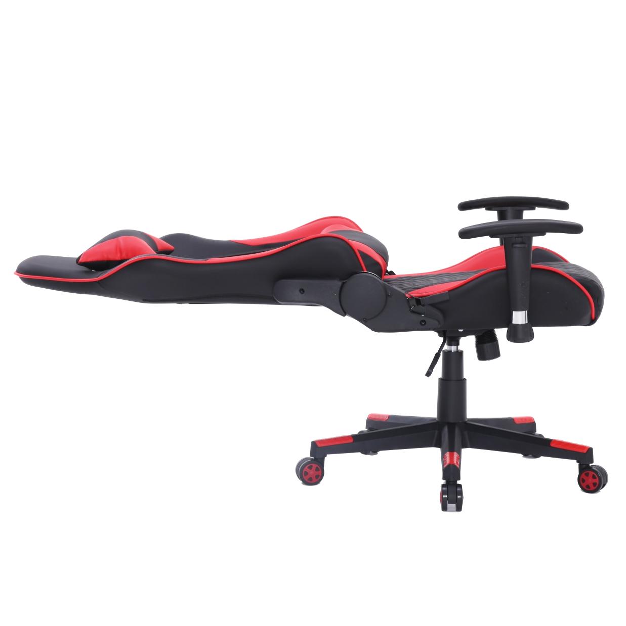 ViscoLogic MAZON  Racing Style Ergonomic Backrest With Pillows Recliner Swivel  and Lumbar Support Home OFfice Chair (Black & Red)