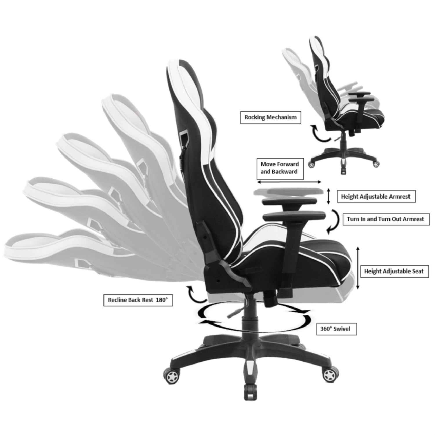 ViscoLogic SHROUD x Professional Grade Ergonomic High-Back Racing Sports Style Computer Gaming Chair