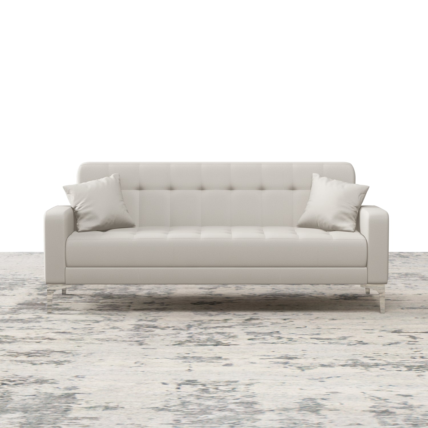 ViscoLogic Bella Forward Fashion Mid-Century Tufted Style Fabric Upholstered Modern Living Room Sofa (Beige)