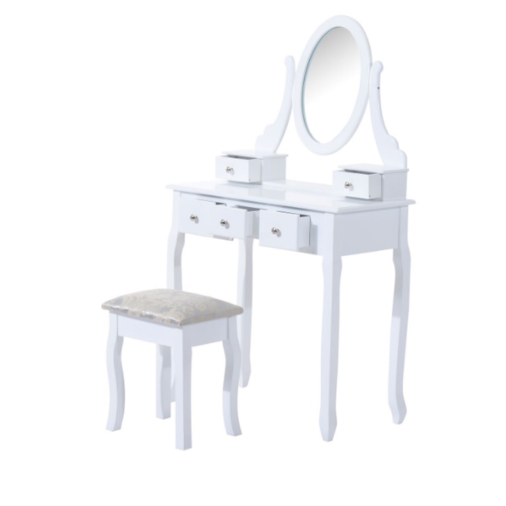 ViscoLogic IVORY Wooden Mirrored Makeup Vanity Table (White)
